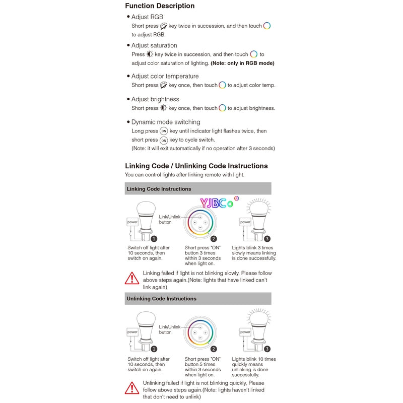 Miboxer RGB+CCT remote control technical specifications