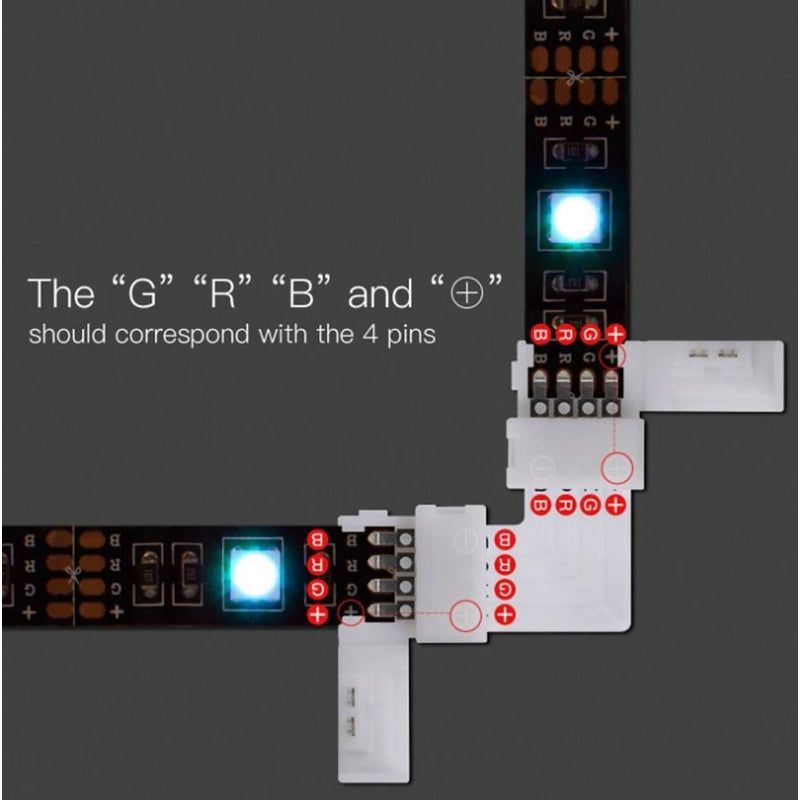 L-shape corner LED strip connector