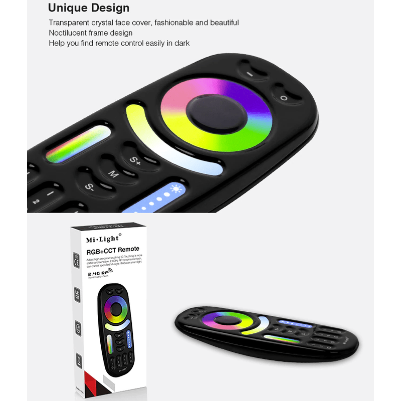 MiLight LED remote control dimensions and button layout