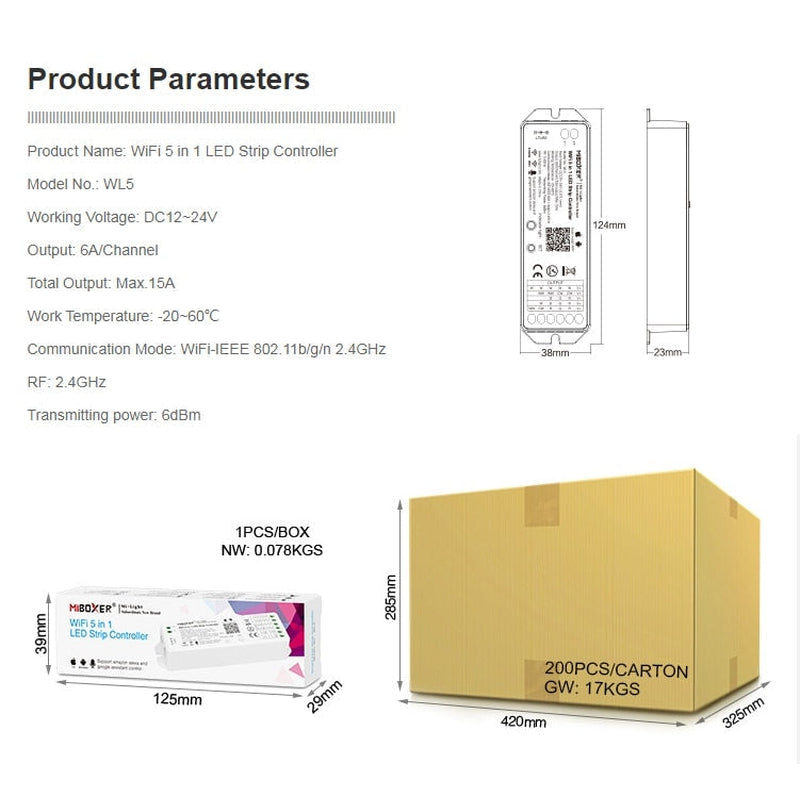 Milight WL5 controller compatible remote controls chart