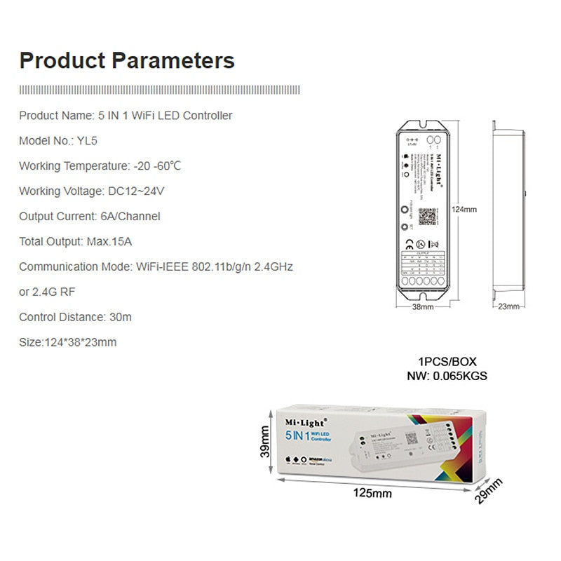 Milight WL5 controller WiFi app interface