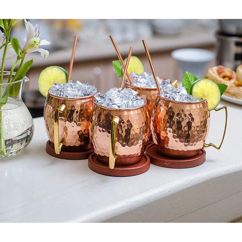 Close-up of hammered copper finish on Moscow Mule mug