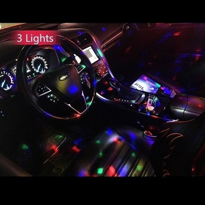 RGB LED disco light in use showing colour effects