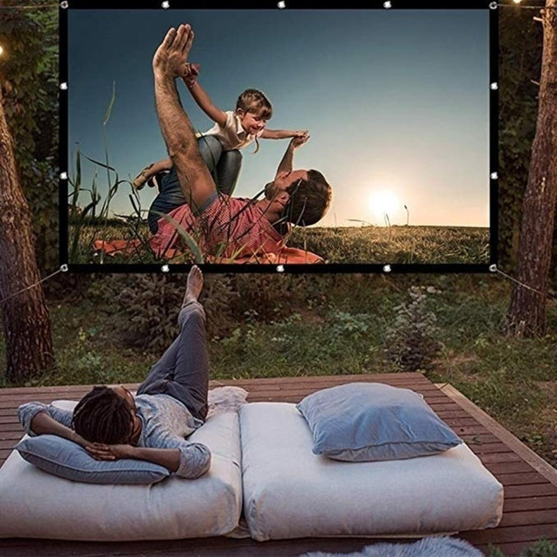 Foldable outdoor projection screen 100 inch 120 inch showing matt white surface