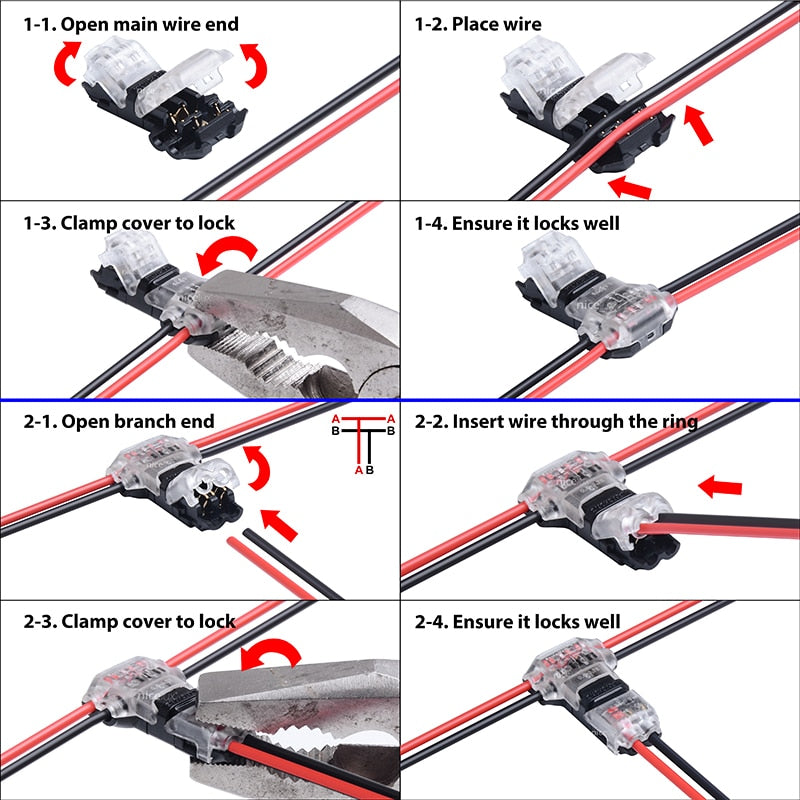 2 pin quick connector showing wire insertion