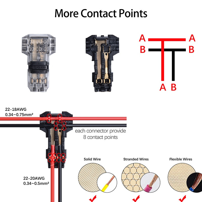 Tool-free wire connector for LED installations