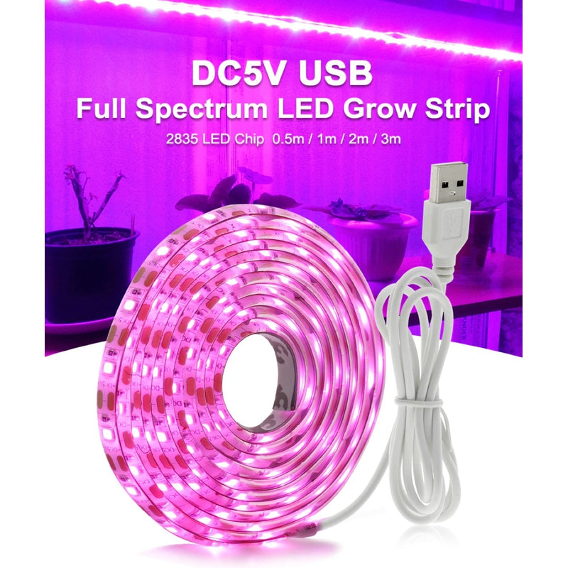 Full spectrum LED grow light strip with USB power for indoor plants