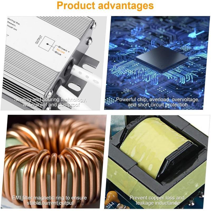 Waterproof power supply showing connection terminals