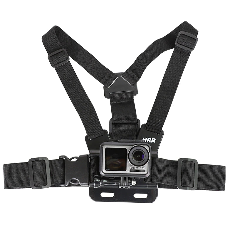 Action camera chest strap mount compatible with GoPro Hero cameras