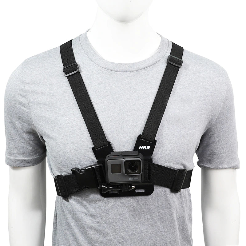 GoPro chest strap mount with adjustable nylon straps and polycarbonate buckle
