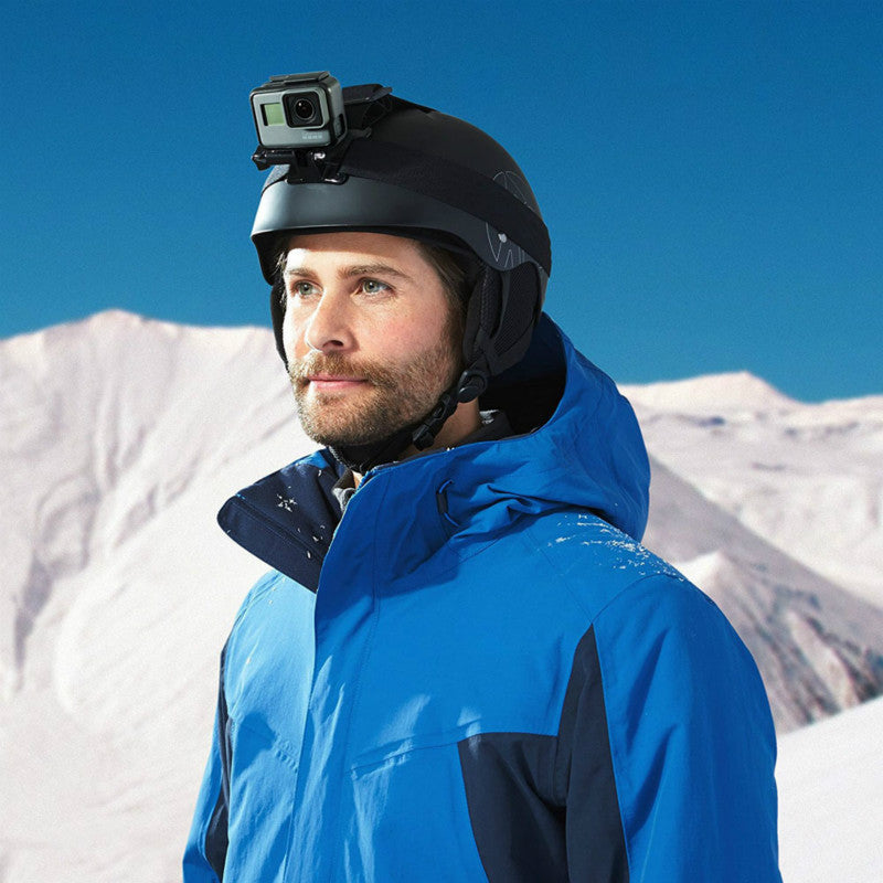Action camera head mount with secure bracket system