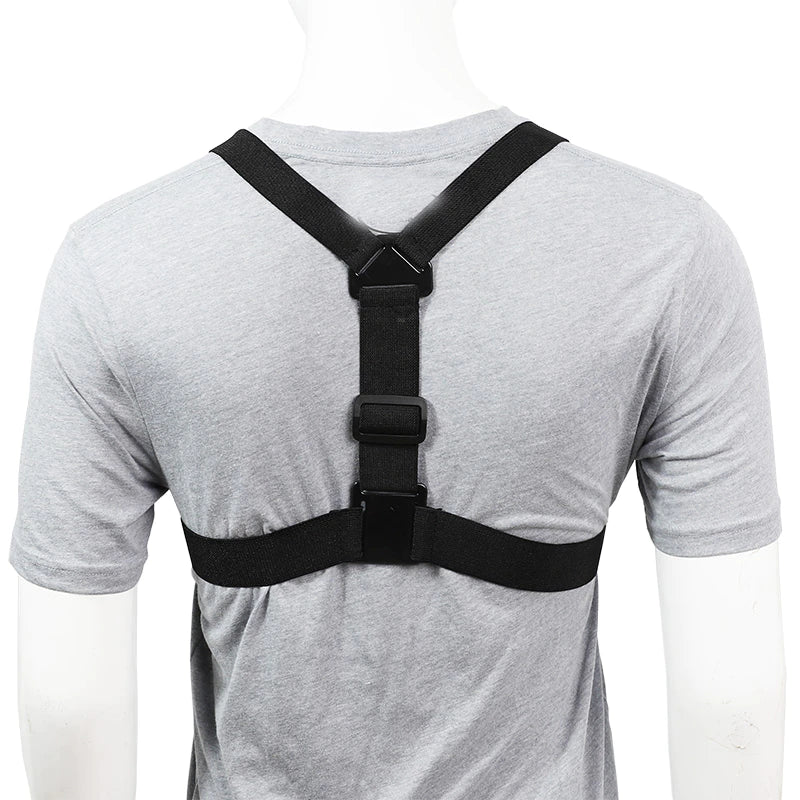 Chest mount harness showing neoprene padding and camera mounting plate