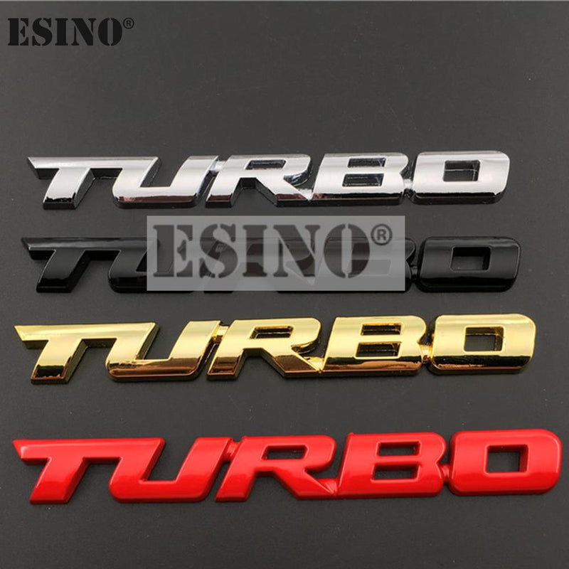 Chrome zinc alloy Turbo emblem side view