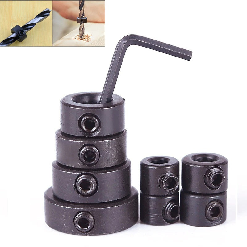 Metric drill bit depth stop collar set - 8 pieces ranging from 3mm to 16mm