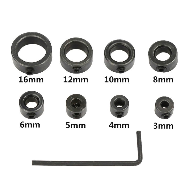 High carbon steel drill bit depth stop collars in metric sizes