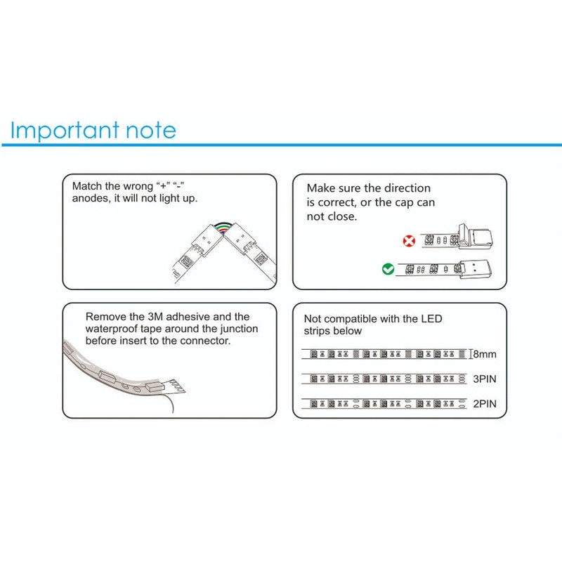 L-shape corner connector for 10mm RGB LED strips