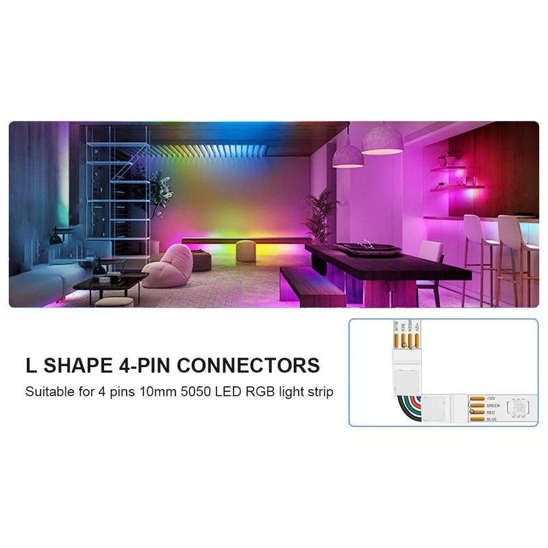Adjustable L-shape LED strip connector showing angle flexibility