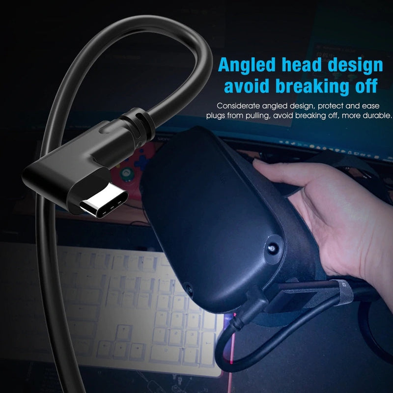 USB-C link cable connector detail for Oculus Quest headset