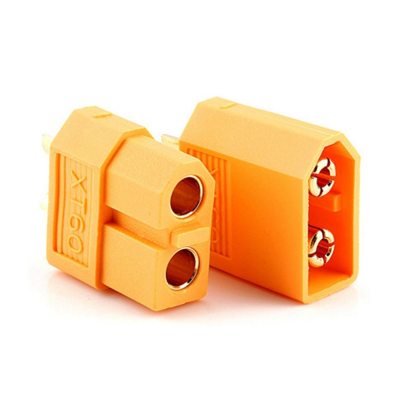 XT60 bullet connectors showing male plug and female socket pair