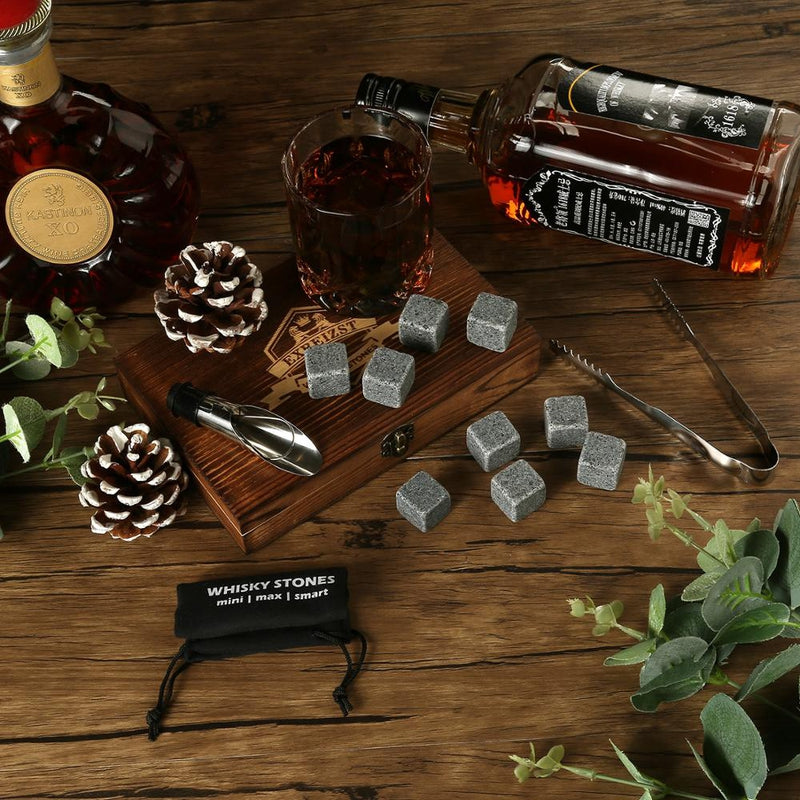 Premium granite whiskey rocks gift set contents