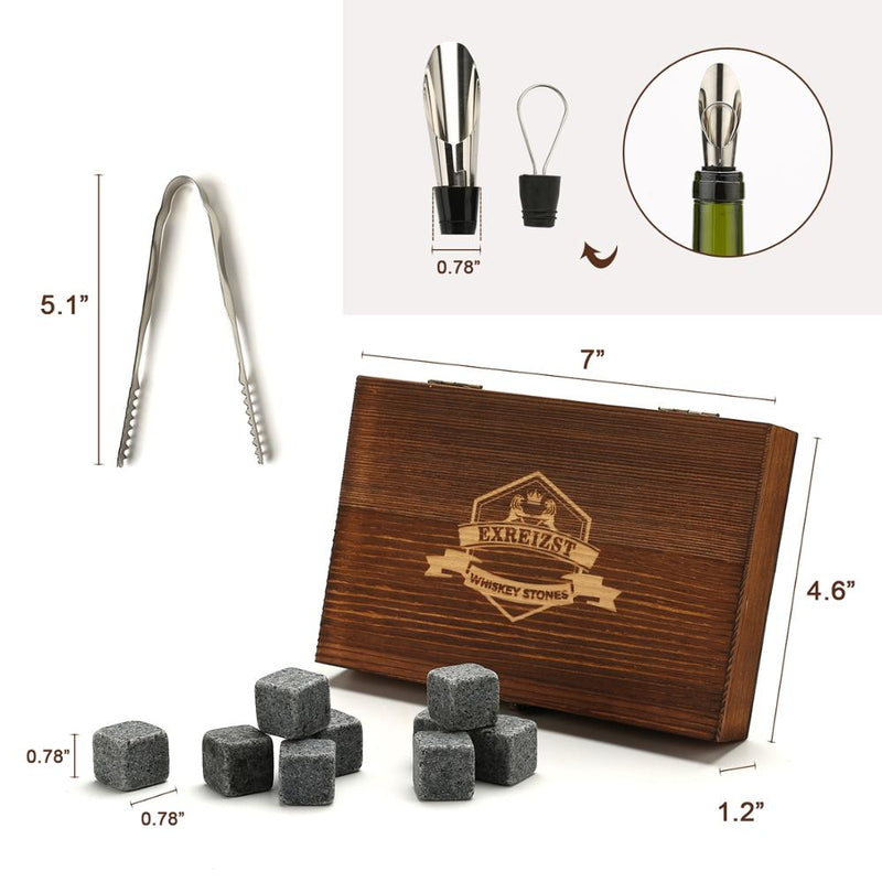 Whiskey stones chilling stones with tongs and storage pouch