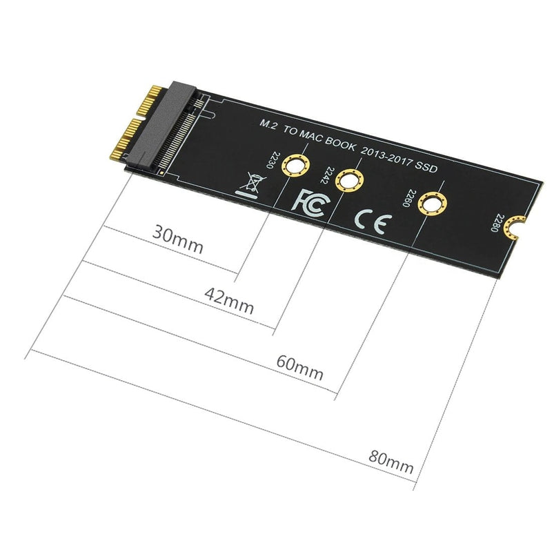 M.2 SSD adapter card for MacBook Air and Pro showing connector interface