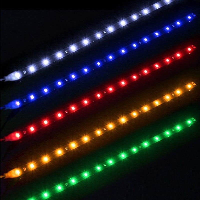 Flexible LED strip showing waterproof construction