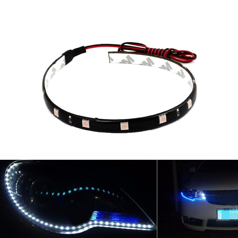 LED strip bent to demonstrate flexibility