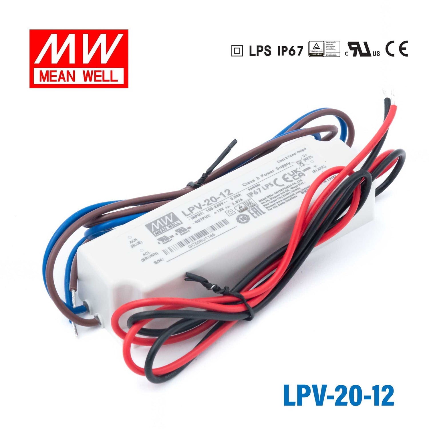 Mean Well LPV-20-12 12V 20W IP67 LED driver