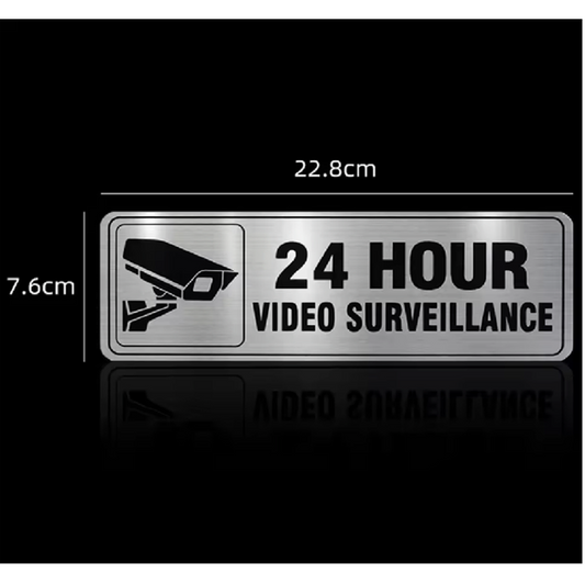 24-hour Video Surveillance Aluminum Signs - 23x8cm