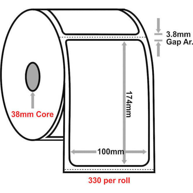 Courier Post Labels 100x174 330 labels per roll 38mm core