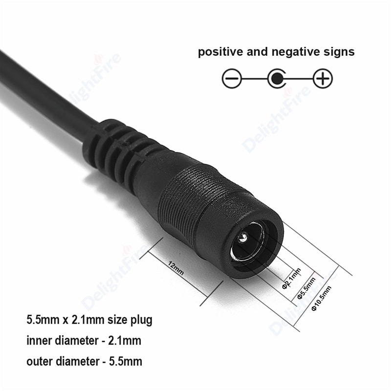 DC Power Plug Splitter Cable 1 to 2 - 5.5 x 2.1mm connector