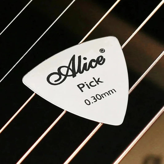 Alice 5Pcs Metal Guitar Pick 0.3mm Thin Durable Silver Color Professional Bass Ukelele Guitar