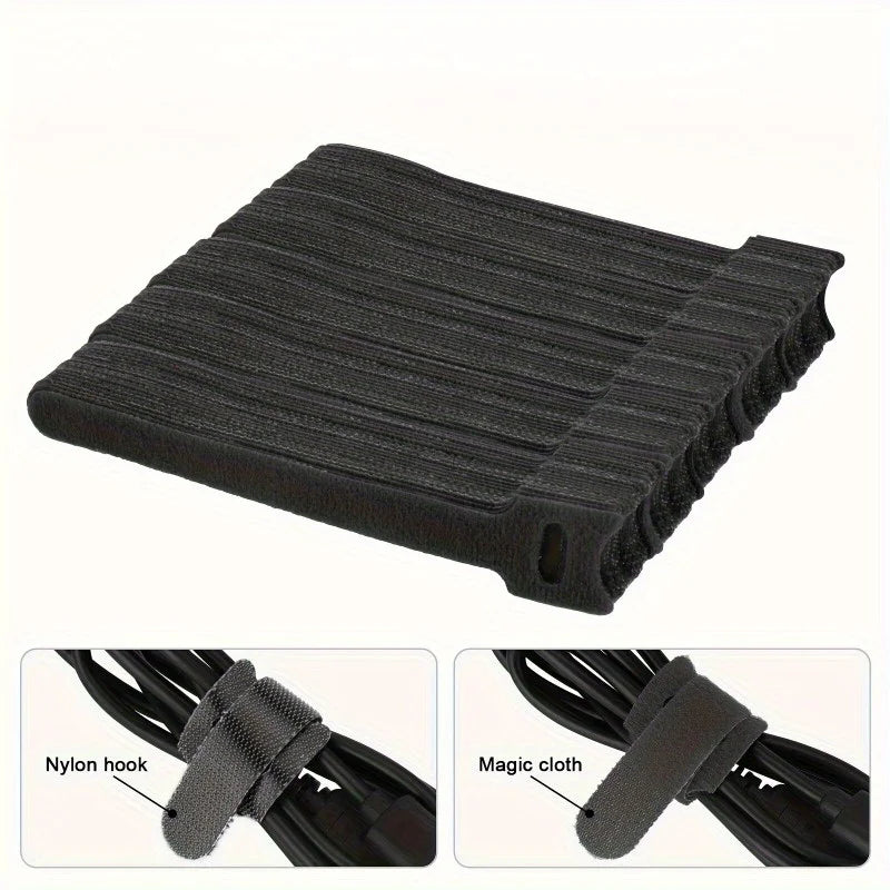Hook and loop cable ties bundle