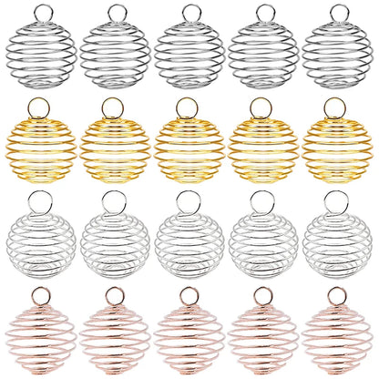 Spiral bead cage pendants in four colours