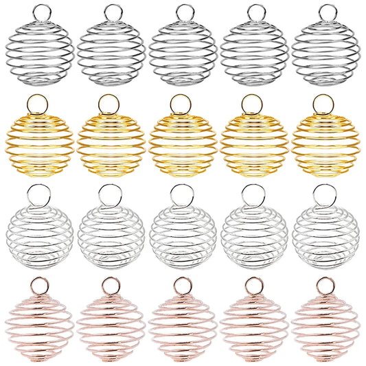 Spiral bead cage pendants in four colours