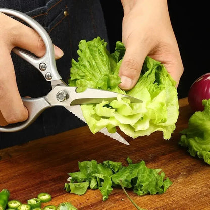 Professional 8.5-inch Stainless Steel Kitchen Scissors with Aluminium Alloy Handle - Perfect for Cutting Chicken Bones Meat Fish