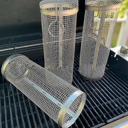 BBQ Basket Stainless Steel Rolling Grilling Basket