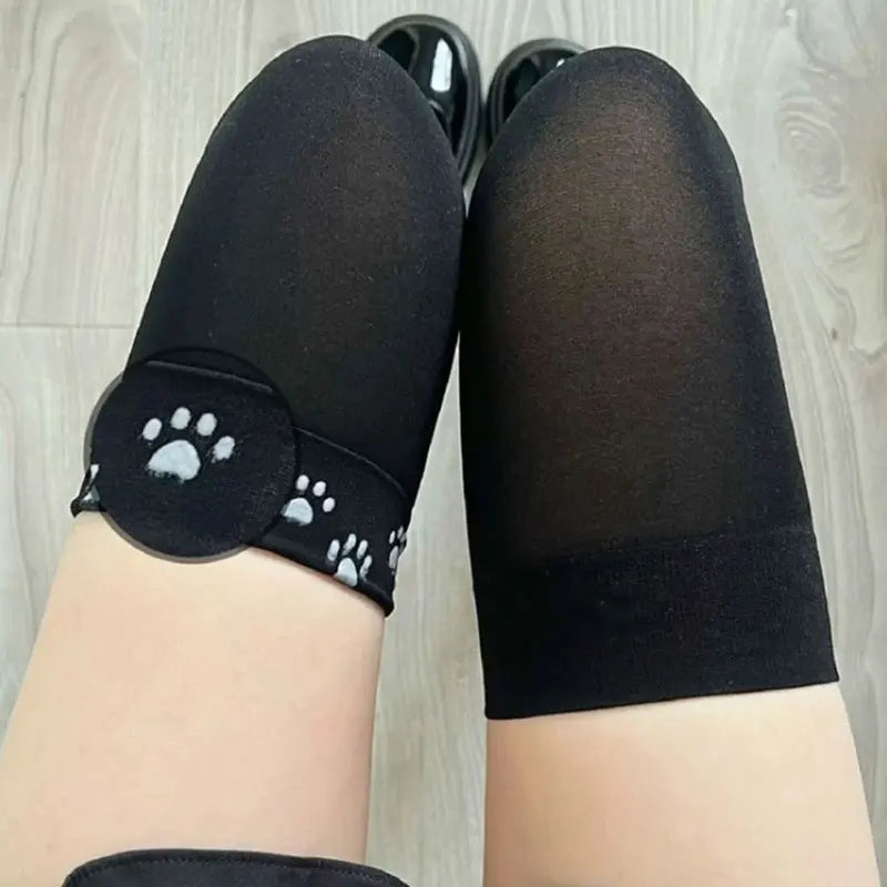 Velvet over the knee socks worn