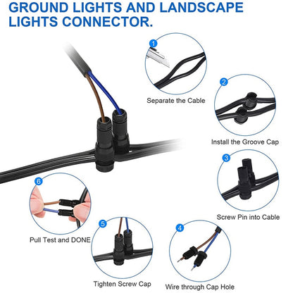 Connection Free Low Voltage Landscape Light LED Cable Connectors 12-18 Gauge Wire