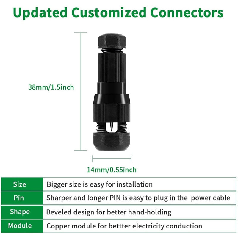 Connection Free Low Voltage Landscape Light LED Cable Connectors 12-18 Gauge Wire