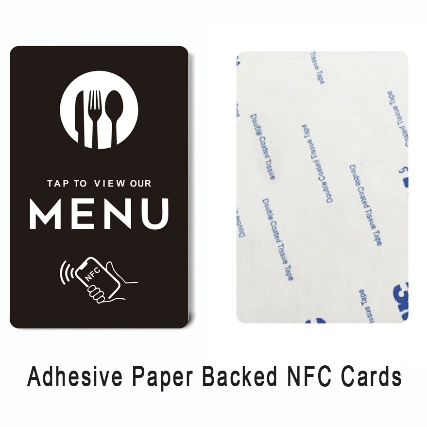 NFC menu card black, tap to view menu
