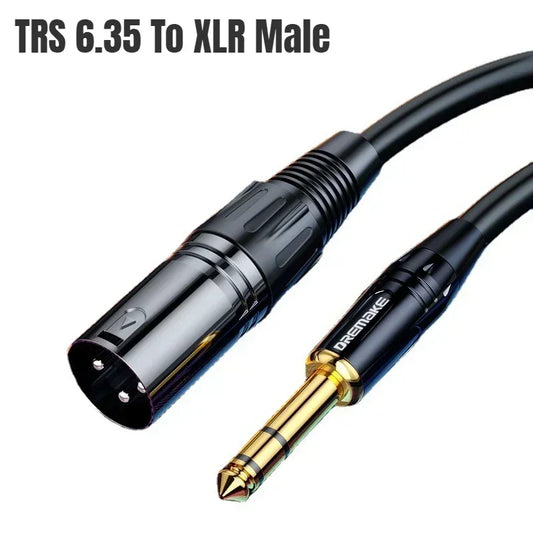 6.35mm 1/4 inch TRS to XLR male balanced cable, black