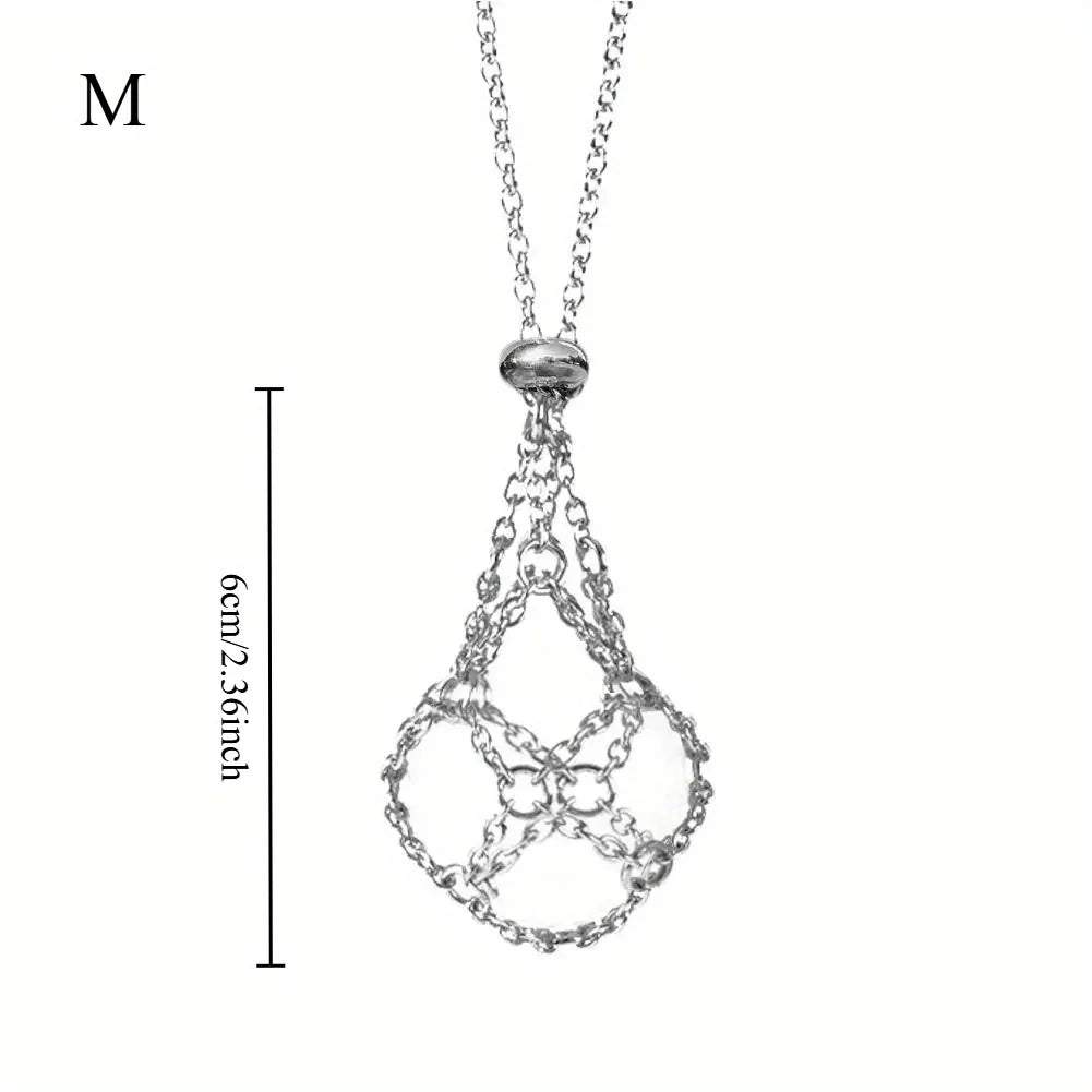 Steel net cage necklace