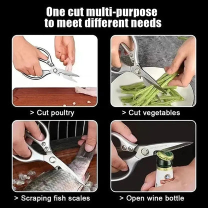 Professional 8.5-inch Stainless Steel Kitchen Scissors with Aluminium Alloy Handle - Perfect for Cutting Chicken Bones Meat Fish