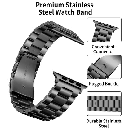 Black stainless steel link bracelet for Apple Watch