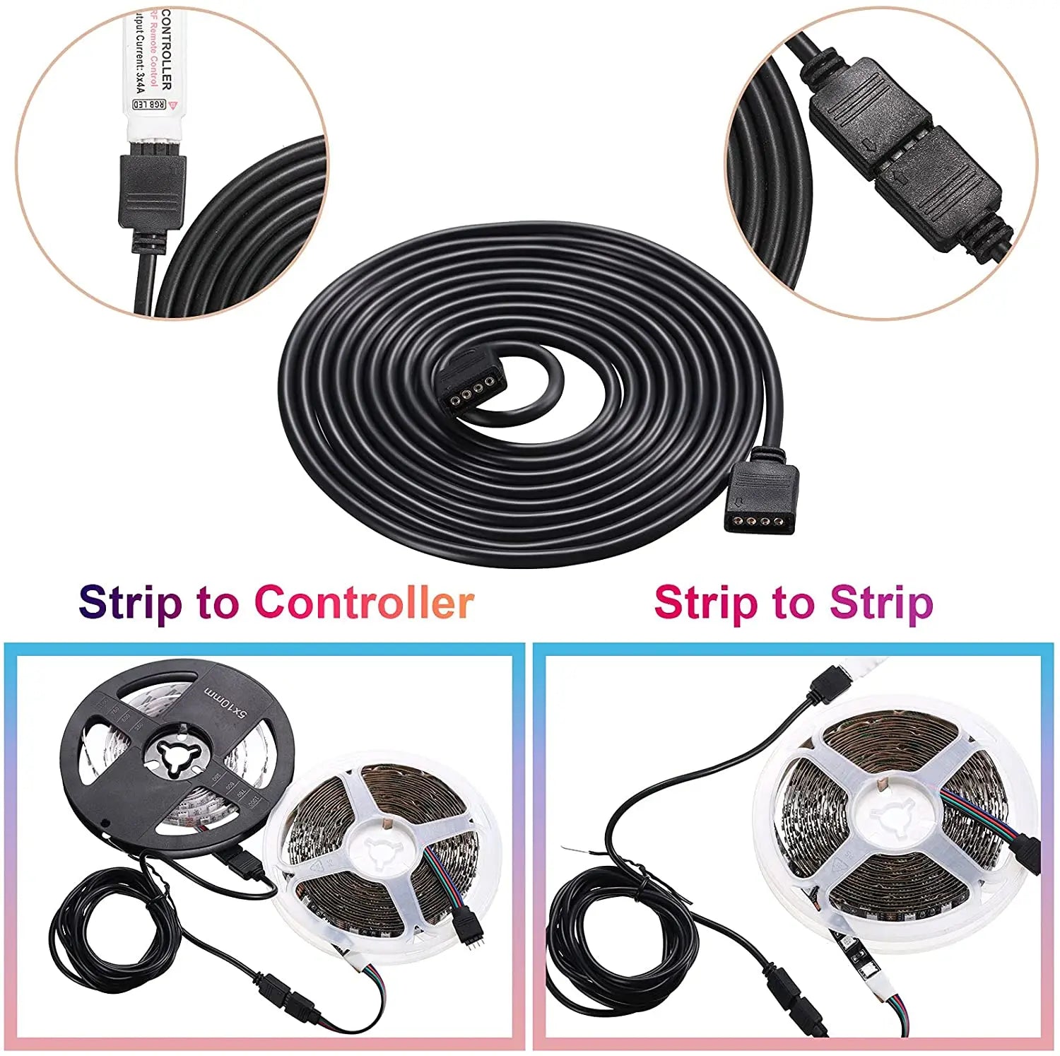 RGBW LED extension cable pin connector