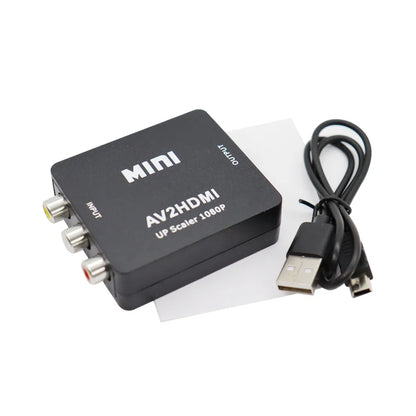 AV to HDMI converter with USB power cable and manual