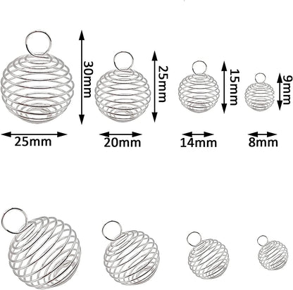 Spiral bead cages size comparison