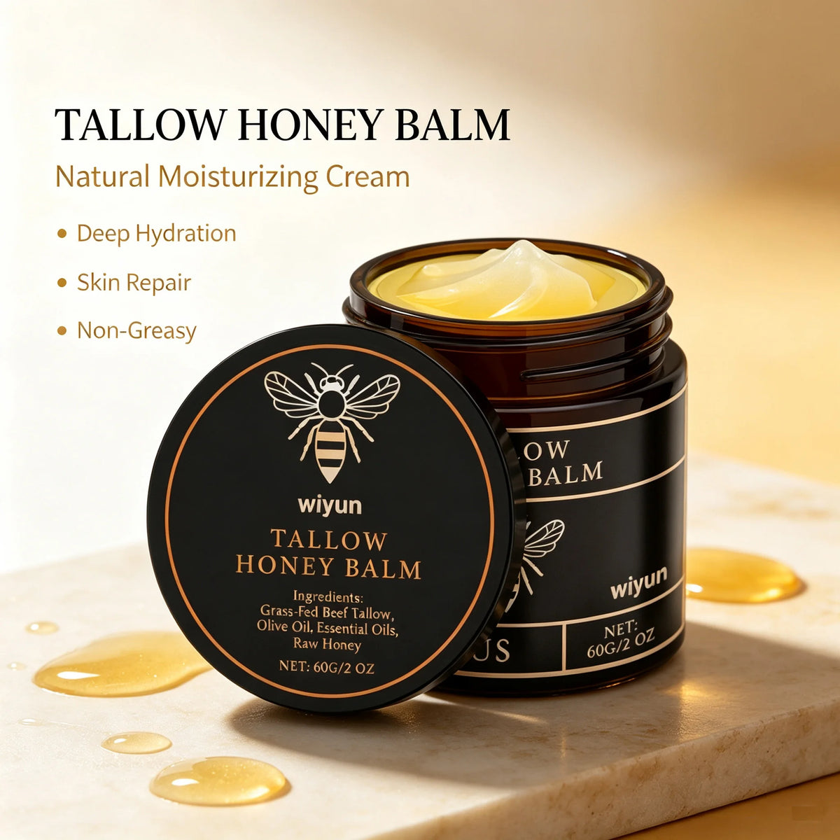 Tallow honey face and body cream, single unit